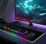 Mouse Pad Gamer Iluminado Rgb Led 80x30cm Preto