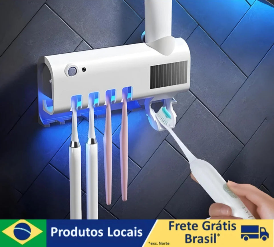 Suporte Antibacteriano Automático UV Esterilizador de Luz, Escova de Dentes, Pasta, Aplicador, Suporte Banheiro.