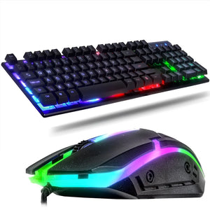 Kit Gamer Teclado Semi Mecânico + Mouse 3200dpi Usb Rgb Iluminado Jogos Pc E Notebook