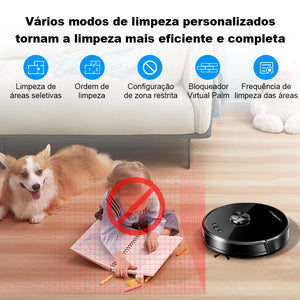 Robot Vacuum Cleaner Liectroux/LILIN XR500, Sistema Laser, 6500Pa, Eletrodoméstico Inteligente, Mapa de Área Restrita, Limpeza de Zona para Carpete