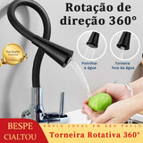 Torneira Gourmet Flexível , Cozinha Preto Parede Duplo Jato Cone 1/4 Costas