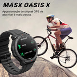 MASX Oasis X Premium GPS Smart Watch Alexa Ultra HD Display GPS integrado Wi-Fi Bluetooth Chamadas telefônicas Relógio esportivo de nível militar