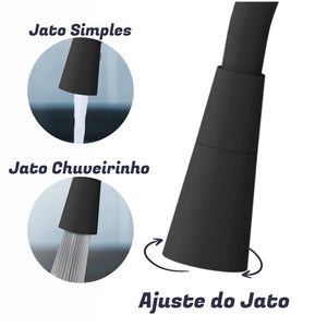 Torneira Gourmet Flexível , Cozinha Preto Parede Duplo Jato Cone 1/4 Costas