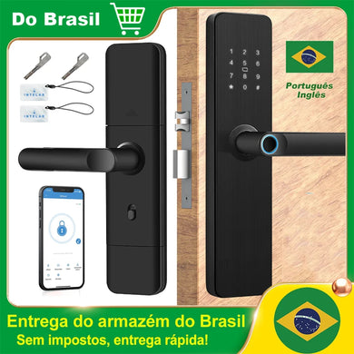 fechadura eletrônica inteligente fechadura de impressão digital para casa fechadura de casa com impressão digital senha Intelar X5 Do Brasil Tuya Wifi Digital