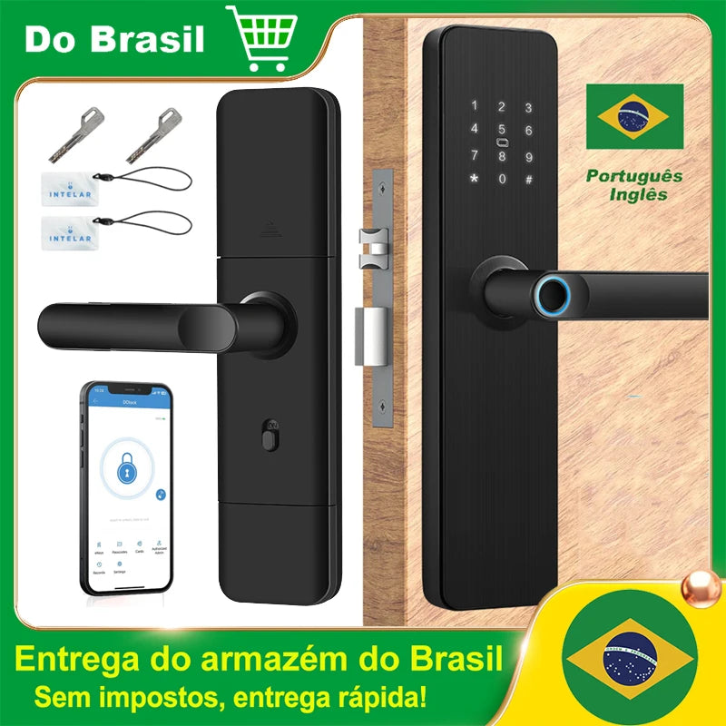 fechadura eletrônica inteligente fechadura de impressão digital para casa fechadura de casa com impressão digital senha Intelar X5 Do Brasil Tuya Wifi Digital