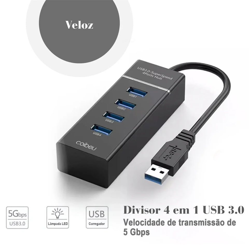 Hub USB, extensor USB, adaptador USB, adaptador de carga USB, configuração de acessórios para PC, hub USB 4 portas, extensão USB, cabo USB, porta USB