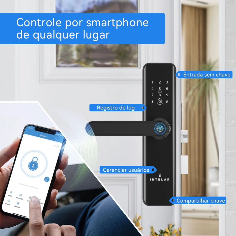 fechadura eletrônica inteligente fechadura de impressão digital para casa fechadura de casa com impressão digital senha Intelar X5 Do Brasil Tuya Wifi Digital