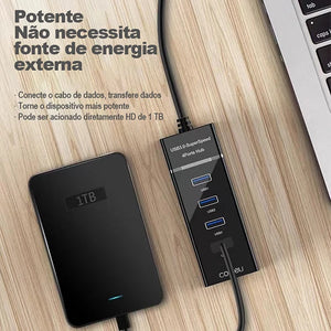 Hub USB, extensor USB, adaptador USB, adaptador de carga USB, configuração de acessórios para PC, hub USB 4 portas, extensão USB, cabo USB, porta USB