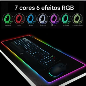 Mouse Pad Gamer Iluminado Rgb Led 80x30cm Preto