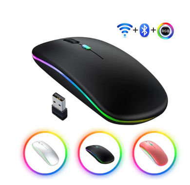 Mouse Wireless Recarregável Led Rgb 2.4 Ghz Sem Fio Resisente